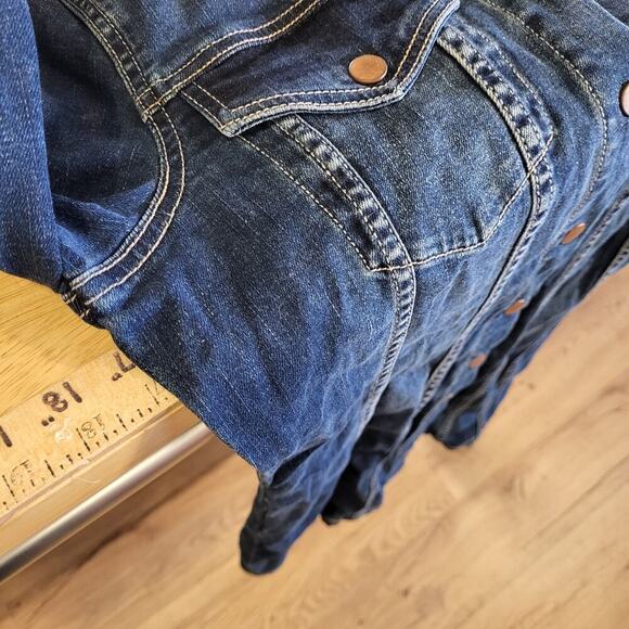Dear John Denim Snap Front Collared Long Sleeve Jean Dress Pockets Small - Picture 9 of 12